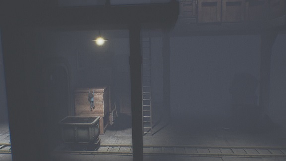 トロッコを足場に