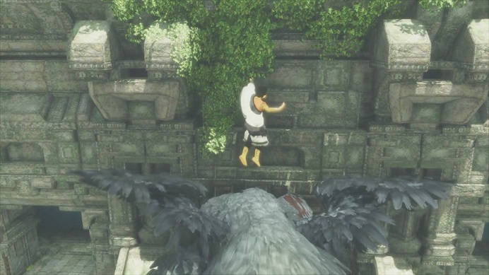 トリコの頭を足場に