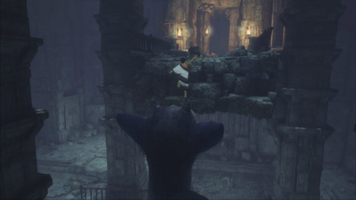 壊れた橋に飛び移る